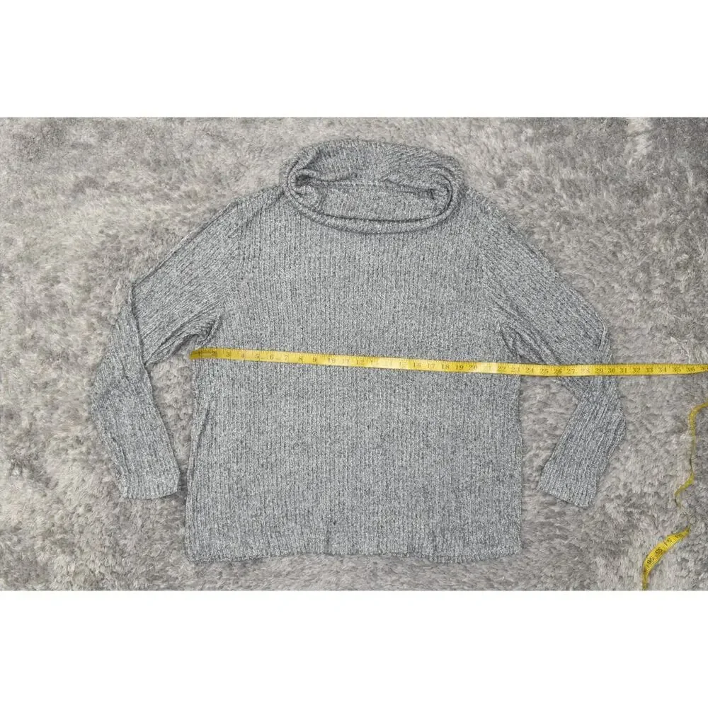 Loft Gray Solid Turtleneck Pullover Sweater Size 14 Rayon Blend Long Sleeve